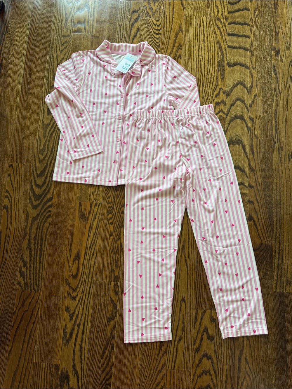 Primark Pink Striped Heart Pajama Set